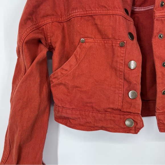 Urban Outfitters Orange Cropped Denim Jean Jacket - Picture 3 of 8